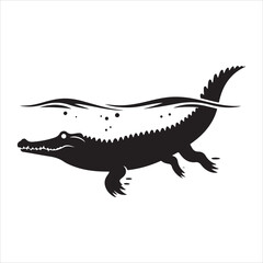Fototapeta premium Silhouette of a crocodile on a white background