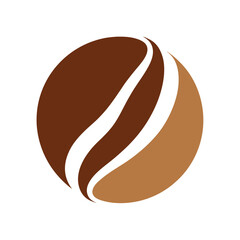 Abstract Coffee Bean with Curved Lines for Cafe