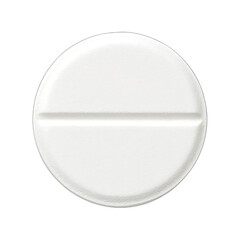 White Round Tablet Pill Isolated on Transparent Background, Generative AI