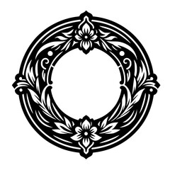 Fototapeta premium Elegant Black and White Ornamental Floral Frame