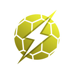 Modern Soccer Ball Logo with White Lightning Bolt