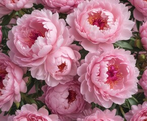 Tightly packed pink peonies, subtle pink background,  pink,  spring flowers,  soft
