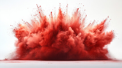 Red powder exploding on white background
