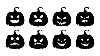 Halloween banner silhouettes of pumpkins
