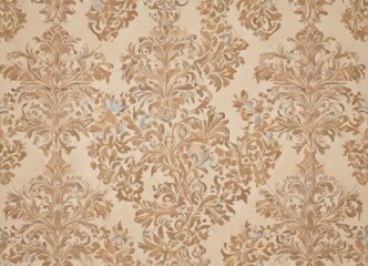 Elegant damask floral pattern on beige background, seamless pattern, design