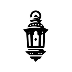 Black Stylized Traditional Islamic Lantern Graphic Element for Ramadan and Eid Celebration