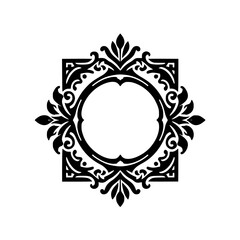 Ornate Black and White Decorative Frame Element. Elegant Vintage Flourish Design for Monograms, Logos, Invitations.