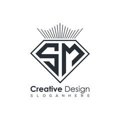 Luxury Initial Letter Monogram in Pentagon Diamond Shape with Royal Crown for Premium Branding & High-End Logo Design
