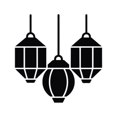 hanging paper lanterns icon silhouette vector illustration