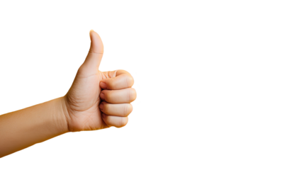 Closeup hand gesturing on transparent background