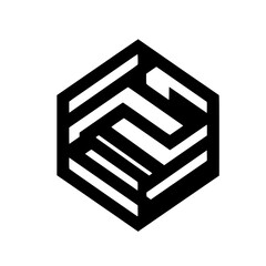 Minimalist Black and White Abstract Hexagonal Maze Logo Design