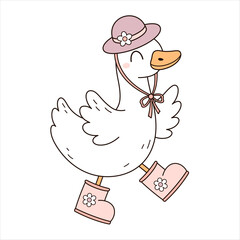 Cute groovy silly goose clipart, isolated cartoon character. Silly goose on the loose. Silly goose meme shirt. Funny goose hand drawn vector illustration in flat style. © JulzaArt