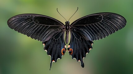 Fototapeta premium A butterfly in mid-flight with its wings spread wide