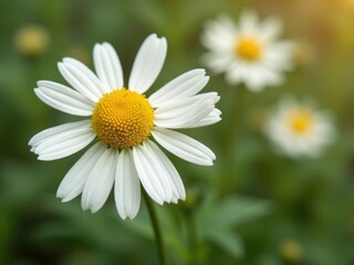 Obraz premium medicinal herbs and berries, traditional medicine Close up of a white flower with yellow centers. The flower is surrounded by green leaves