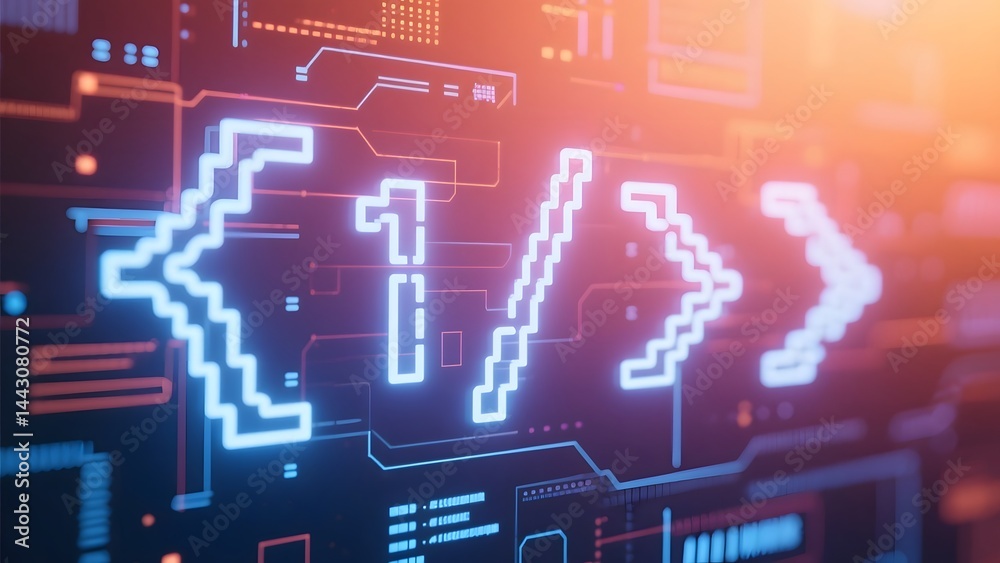 Wall mural glowing digital symbols in abstract form, representing the essence of modern coding and technology.