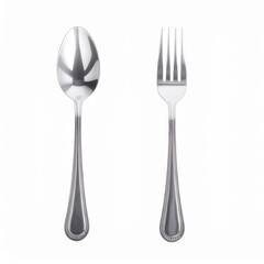 Silver Spoon and Fork Isolated on White Background