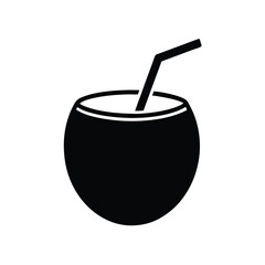 tropical party coconut drink icon silhouette vector illustration