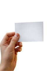 Obraz premium Hand holding blank white on transparent background