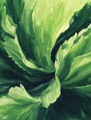 Obraz premium Abstract green swirl of leafy textures evoking nature's organic growth and vibrant energy in a modern artistic style with a calming and fresh aesthetic