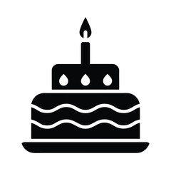 birthday cake icon silhouette vector illustration