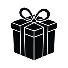 birthday gift box icon silhouette vector illustration