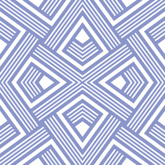 Decorative grid composed of striped diamond shapes. Abstract geometric design in a modern, trendy style. Seamless repeating pattern. Vector illustration for textile, wrapping, cloth, and wallpaper.