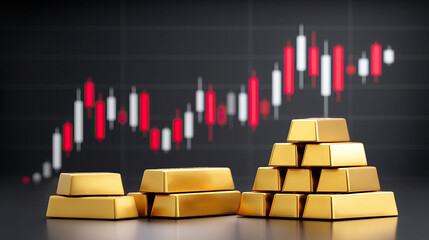 Gold bar recession investment wealth precious metal financial market chart concept