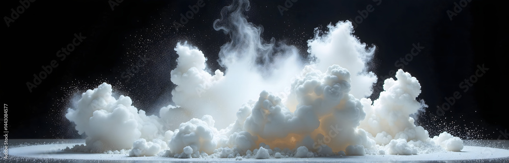 Poster a cloud of white powder erupts violently against a dark background creating a dramatic and intense v