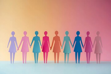 Pastel People Holding Hands Friendship Design