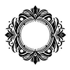 Elegant Black and White Ornamental Circle Frame Design Element