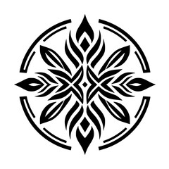 Ornate Black & White Floral Mandala Design Element
