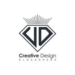 Luxury Initial Letter Monogram in Pentagon Diamond Shape with Royal Crown for Premium Branding & High-End Logo Design
