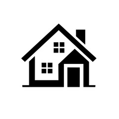 Minimalist Black and White House Icon with Reflection - Real Estate, Property, Logo