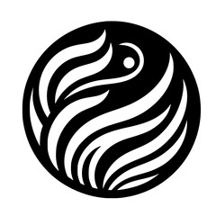 Abstract Black and White Circle Design: Waves and Eye Symbol