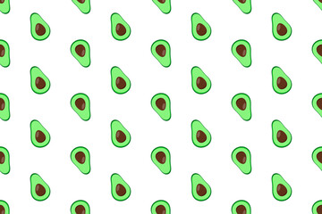 Seamless Fresh Avocado Pattern Texture Background. Vector Illustration