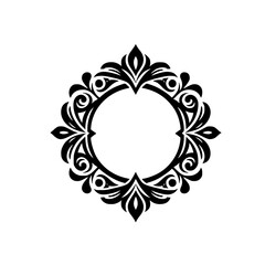 Elegant Black and White Ornamental Frame Design on White Background