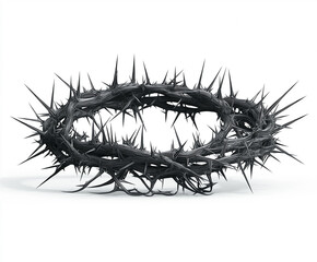 Fototapeta premium The Crown of Thorns: A Monochromatic 3D Render of a Symbol of Sacrifice, Suffering, and Redemption, Detailed Texture, Sharp Thorns, Religious Iconography, Christian Symbolism