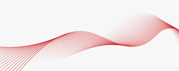 Red stripes on a white background. Creative line art. Red waves with lines. Curved wavy line, smooth stripe.