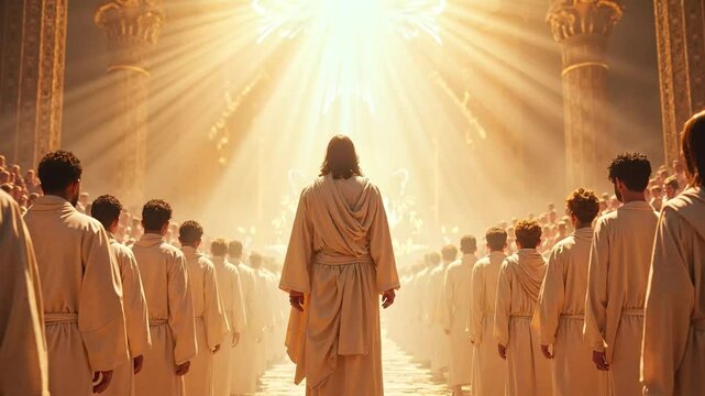 The throne room of God, Jesus Christ and the saints