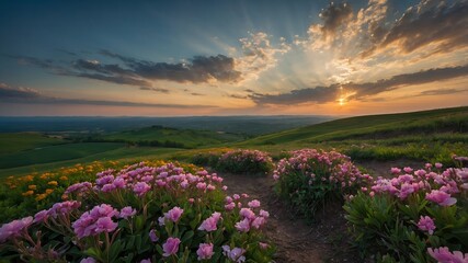 Fototapeta premium A vibrant blooming landscape