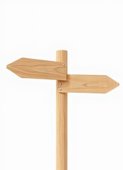 Wooden Arrow Sign on a White Background