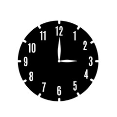 3 o'clock glyph icon isolated on white