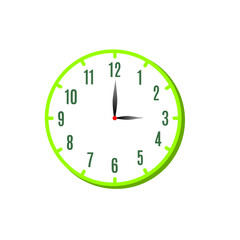 3 o'clock flat icon isolated on white