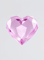 Fototapeta premium Elegant Pink Diamond Heart Adorned with Geometric Patterns Against a Minimalist Grey Background