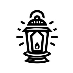 Simple Black & White Lantern Icon, Flat Design, For Decoration