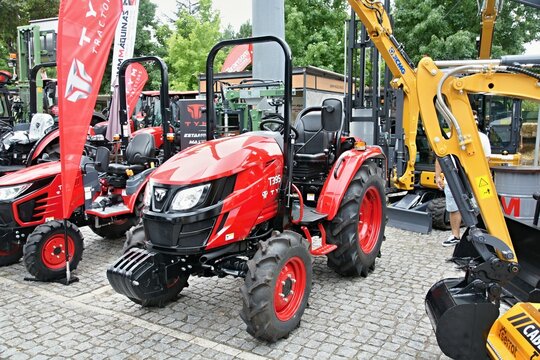 Brand new TYM tractor exhibiting at an agricultural fair