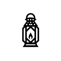 Black and White Minimalist Lantern Icon, Vector Illustration
