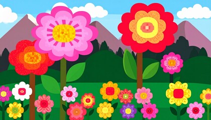 Flowering Plants In A Mountainous Garden