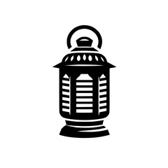 Black and White Lantern Icon, Decorative, Minimalist Vector Design