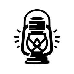 Retro Silhouette Lantern Illustration, Monochrome on White